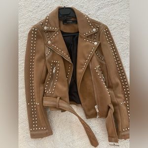 Zara Brown Studded Suede Jacket